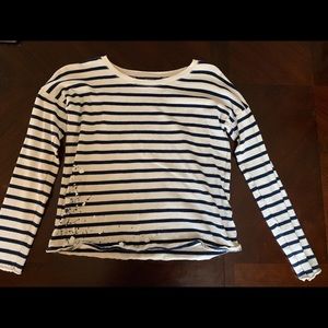 Blue & White Striped Polo, Girls